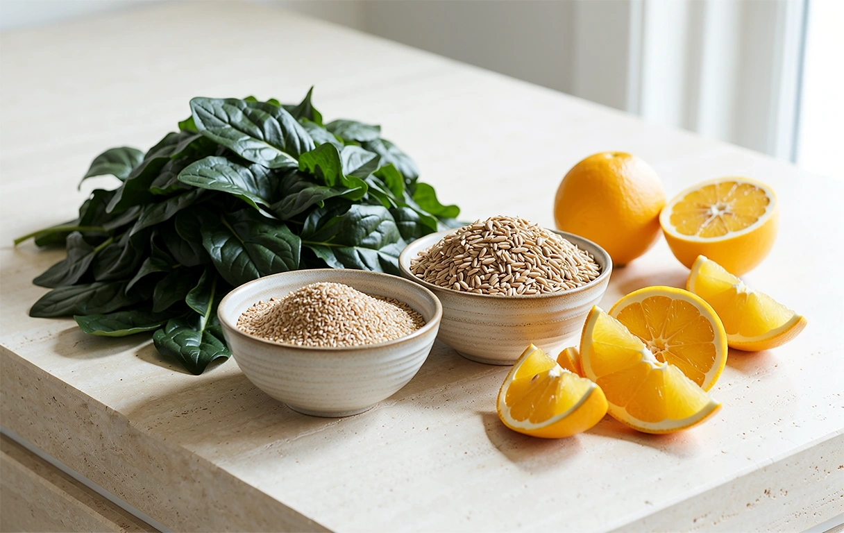 Frische Lebensmittel auf einer Arbeitsfläche